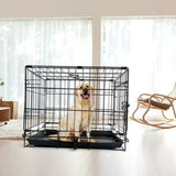 36" Pet Dog Cage Kennel Metal Crate Enlarged Thickened Reinforced Pet Dog House V360-PTDC0007-BK-36