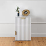 PORTO BEDSIDE TABLE - WHITE - FLUTED - PULL BRASS V164-ECS13WFB03G