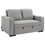 Sarantino Hoffman Linen Sofa Bed with Cushions and Cup Holders Light Grey SOFA-YGG-7004-LNN-LGY