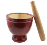 Wooden Mortar 6" Pestle Grinding Herb Garlic Papaya Salad Som Tum Thai Kitchen Tool 1 Set V1188-YT-A-2428