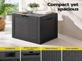 Gardeon Outdoor Storage Box 118L Container Lockable Garden Toy Tool Rattan-Texture Black OSB-RAT-118L-BK