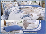 Blue Floral Royale Bedspread Coverlet 3 Piece Set V745-AC080774Q13U