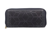 Pierre Cardin Perforated Leather Ladies Zip Around Wallet - Teal V563-PC-3350-TEAL