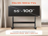 Rolling TV Stand, Mobile TV Cart for 55-100 Inch Screens, Height Adjustable Portable Monitor Stand V952-TYSDLDDSJZJZ9H73Q001V0