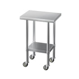 Cefito Stainless Steel Kitchen Benches Work Bench Wheels 61X46CM 430 SSKB-430S-WHEEL-24-18