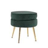 Ottoman Foot Stool Velvet Fabric Metal Leg Round GREEN V274-FT-VST-1596-GN