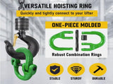2SET 3.15T Sling Hook Heavy Duty Hammerlock/Slip Hook Kit With Swivel Winch & Safety Latch-Green V1181-SH-315T-GE