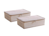 SOGA 2X Beige Small Portable Double Zipper Storage Box Moisture Proof Clothes Basket Foldable Home SBOX023X2