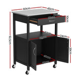 Artiss Kitchen Island Trolley Rolling Serving Cart Storage Drawer Cupboard 60cm FUR-G-KI-60-BK