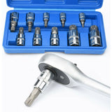10 pcs M4 - M18 Torx Spline Bit Socket Set - Triple Square Socket Set With Storage Case V1188-MS-227-1153