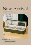 Luxury transparent-lid watch box with 6 fabric-lined compartments, portable and shockproof design, V1106-SBSNH003