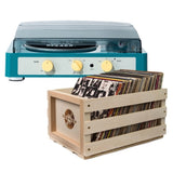 Gadhouse Brad MKII Record Player - Green Bundled Record Storage Crate V398-GAD0101-BSC