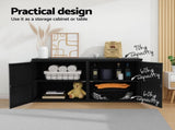 Gardeon Outdoor Storage Cabinet Box Deck Wicker Shelf Chest Garden Shed Tools Black OSC-CABI-RAT-2L-BK