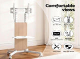 Artiss Mobile TV Floor Stand for 32-65" Mount Bracket Universal Adjustable Height with Wheels TV-MOUN-2007-WH