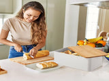 CARLA HOME Bread Bin with Bamboo Lid used as Chopping Board for Kitchen Countertop LSB-36094