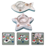 Nautical Tealight Holder Fish Shaped Assorted Color Mediterranean Table Centerpiece 4Pcs V1369-AZ3-W-15884