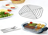 Stainless Steel Grill Rack Suitable for Air Fryer, Replacement Bakeware Tray with Lids, 9x9 Baking V1370-AZ4-24034