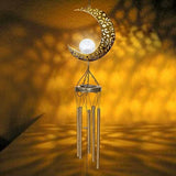 43.31 inch Solar Wind Chimes,Metal Moon Wind Chime Decor Outdoor Hanging Chime Waterproof LED Wind V1369-AZ3-W-22328