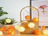 1 Set of Orange n White 5cm Rattan Cane 50 Ball Battery Powered LONG 5m String Lights Christmas Gift V382-ORWHITERATTBALLBATT50