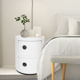 2 Layers Modern Bedside Table Bedroom Side End Stand Multi Functional Round Storage Unit V1294-YM0901-JY37179