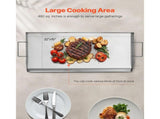 Stainless Steel Griddle, 32x16 inch Universal Flat Top Rectangular Plate, Gas Grill Griddle for BBQ V952-DCJPBXG3217INLUP8V0
