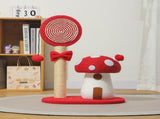 Red Durable Mushroom Cat Scratching Post - Anti-Slip, No Debris Cat Scratch Pad with Sofa Protection V888-ELOSUNG13478