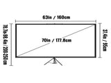 Tripod Projector Screen with Stand 70 inch 169 4K HD Projection Screen Stand Wrinkle-Free Height V952-TYPMDZCY70169BAL0V0