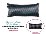 KAAT Amsterdam Meja Green Reversible Oblong Filled Cushion 30cm x 50cm V442-HIN-CUSHION-MEJA-GREEN-RE
