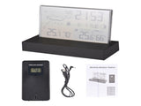 Weather Station Wireless Indoor Outdoor with Sensors Transparent Glass Color Display Digital Weather V1294-YM0901-HS7039