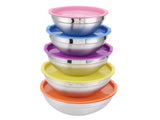 5pcs/set Stainless Steel Mixing Bowl Food Storage Preservation Box with Lids Cookware for Home V1294-YM0901-3118210002811