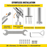 3 Step Railing Stainless Steel Transitional Handrail fit for Level Surface and 1 to 3 Steps V952-BXGLTFS3BDLZ00001V0