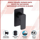 Single Square Shower Bath Mixer Tap Bathroom WATERMARK Approved in Black V63-847961