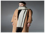 Beige Contrast Edge & Tassel Scarf - Chic Autumn/Winter Neckwear V888-ELOSUNG31029