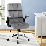 Artiss Office Chair Velvet Seat Racing Gaming Computer Desk Chairs Armrest Grey OCHAIR-H-FZ40-GY