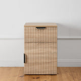 PORTO BEDSIDE TABLE - NATURAL OAK - FLUTED - PULL BLACK V164-ECS13SFB03B