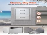 18x23 Outdoor Kitchen Stainless Steel Triple Access BBQ Drawers with Chrome Handle, 18 x23 x 23 V952-18X23YC3CBXGCTG01V0