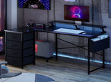 Levede L Shaped Gaming Desk with Storage Drawers Black DH1072-BK-AU