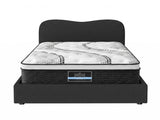 Giselle 32cm Euro Top King Single Mattress 5-Zone and Artiss Boucle Bed Frame Set MABF-0907-DARA-BK-KS