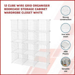 12 Cube Wire Grid Organiser Bookcase Storage Cabinet Wardrobe Closet White V63-827871