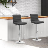 Artiss 2x Bar Stools Padded Leather Gas Lift Grey BA-K-710N-GYX2