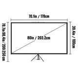VEVOR Tripod Projector Screen with Stand 80 inch 169 4K HD Projection Screen Stand Wrinkle-Free V952-TYPMDZCY80169V6FXV0