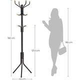 SONGMICS Metal Coat Rack 182 cm Tall Hall Tree Black V227-8498402103991