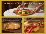 Red Round Metal Serving Tray European Style for Home Decor, Multi-Functional Fruit and Plate V1369-AZ3-W-13394