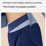 M size Women's 2-Piece Running Yoga Set - Blue Colorblock Zip Jacket and Blue Faux Two-Layer V888-ELOSUNG53847