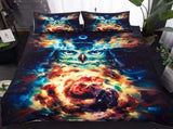 3pcs/set Special Owl Pattern Moon Milky Way Duvet Cover Pillow Cases Bedding Set V1294-YM0901-JY28752-01