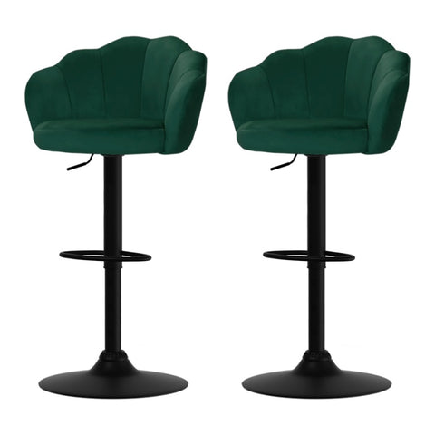 Artiss 2x Bar Stools Gas Lift Velvet Green BA-K-9968-GNX2