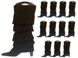 12x LEG WARMERS Knitted Womens Costume Neon Dance Party Knit 80s BULK - Black V563-BR-12LEGWARMRS-BLK