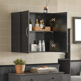 Wall Storage Cabinet Double Doors, Black V178-65683