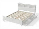 Artiss Bed Frame Double Size Wooden with 3 Shelves Bed Head White WBED-G-S1-D-DRAW