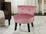 Pink Round Vanity Stool with Padded Seat and Backrest V767-XJJ379-PK-V1